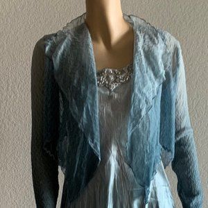 Komarov Embellished Neck Charmeuse Dress & Chiffon Jacket-Size Petite Small
